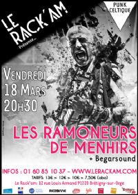 Les Ramoneurs de Menhirs + Begarsound en concert. Le vendredi 18 mars 2016 à Brétigny-sur-Orge. Essonne.  20H30